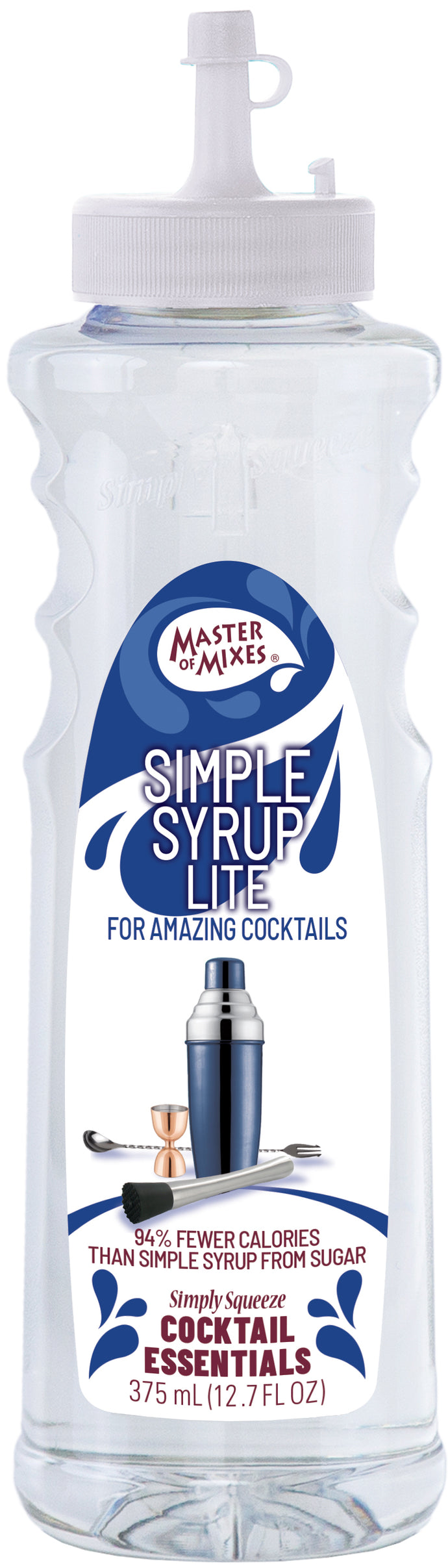 Master of Mixes Cocktail Essentials Simple Syrup Lite, 375 ml Squeeze Bottle