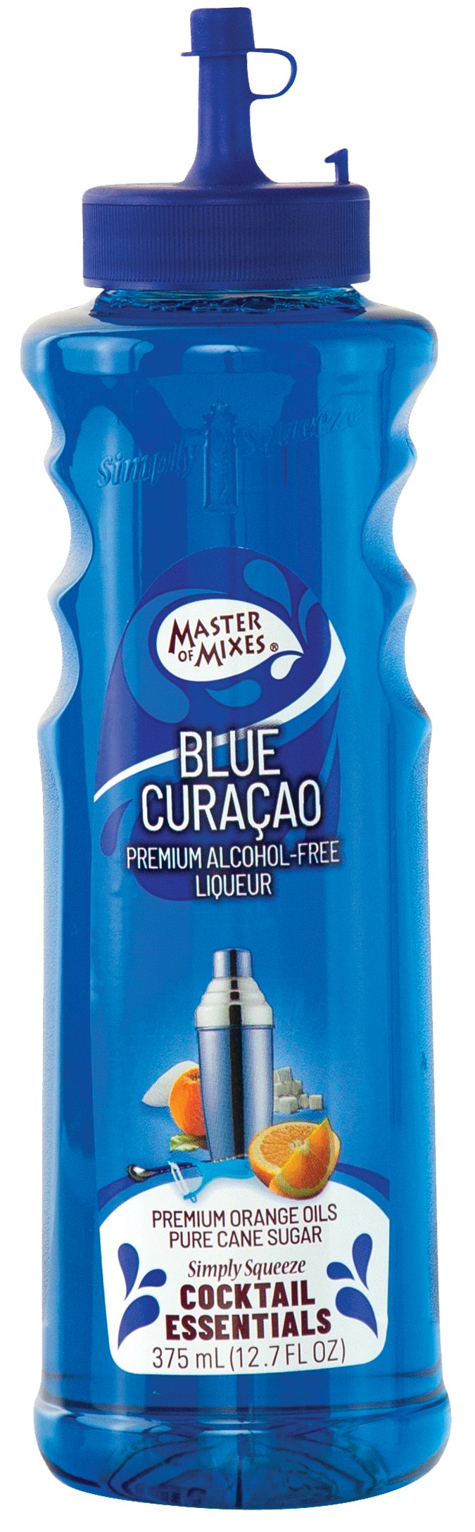 Master of Mixes Cocktail Essentials Blue Curacao, 375 ml Squeeze Bottle