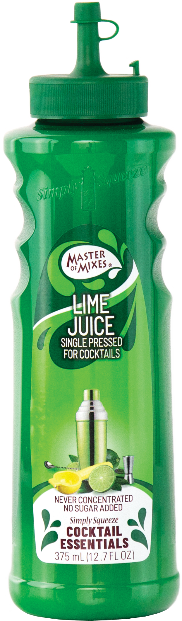 Master of Mixes Cocktail Essentials Single Pressed Lime Juice, 375 ml Squeeze Bottle